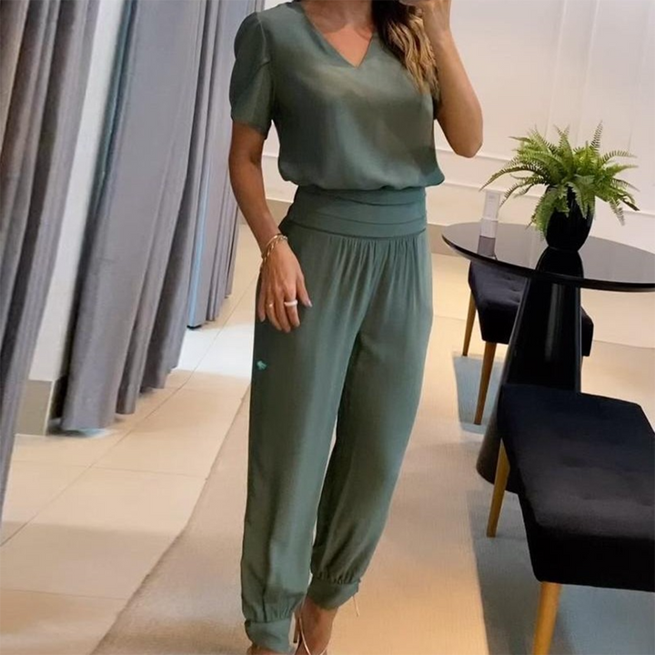 Tabea – stylový elegantní dámský overal s potiskem