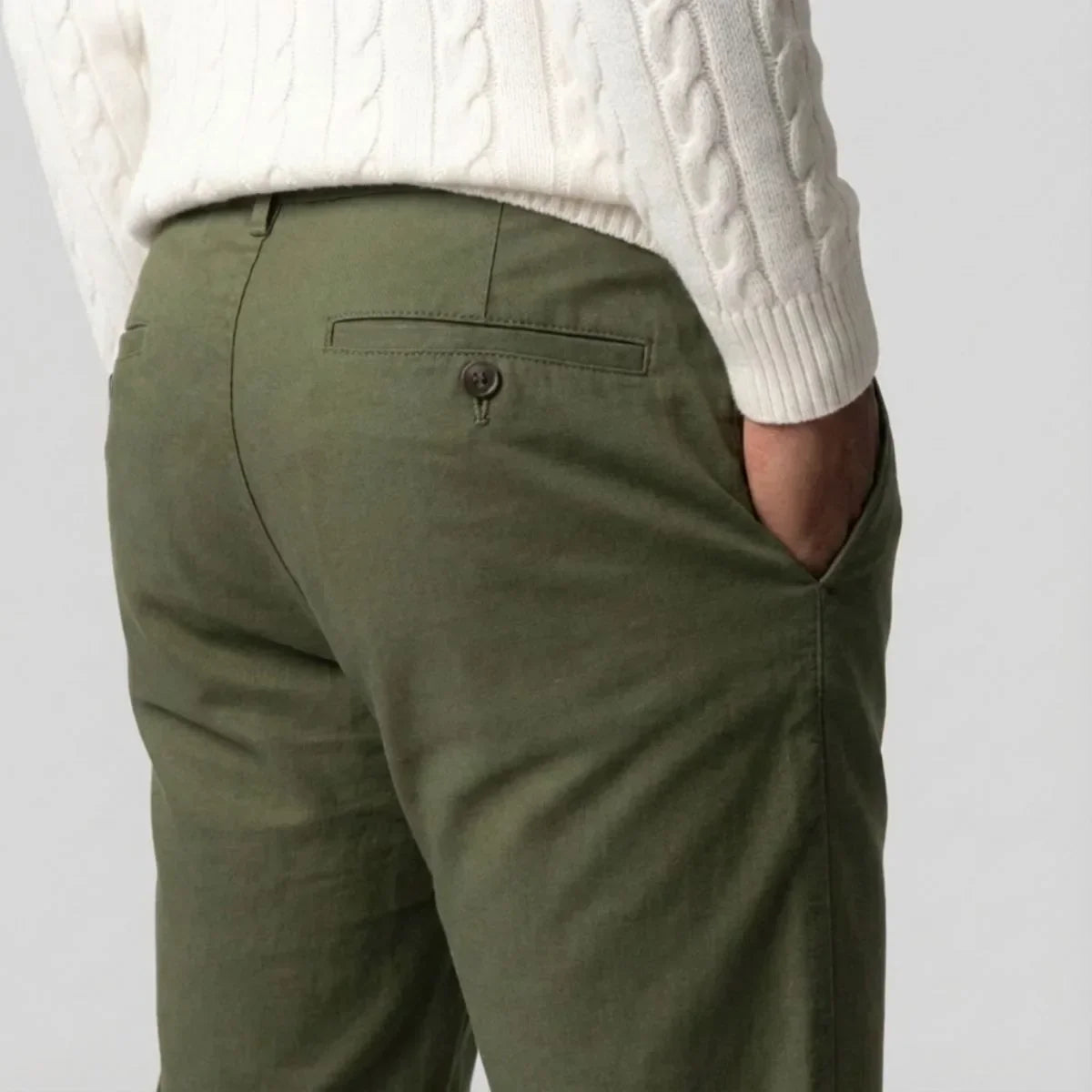 Green Chinos with Regular Fit and Side Pockets