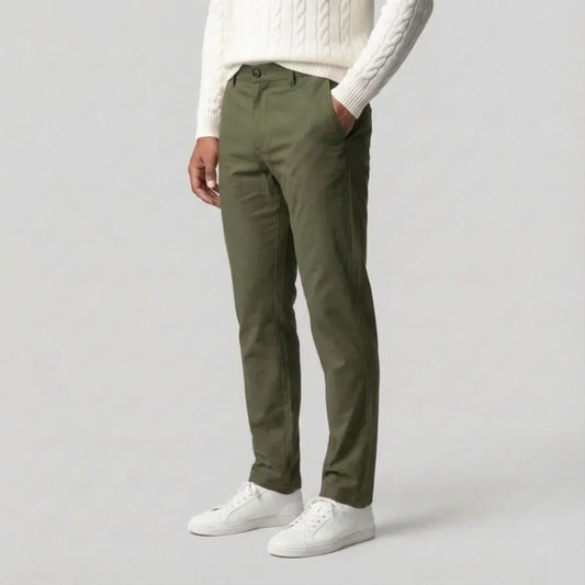 Green Chinos with Regular Fit and Side Pockets