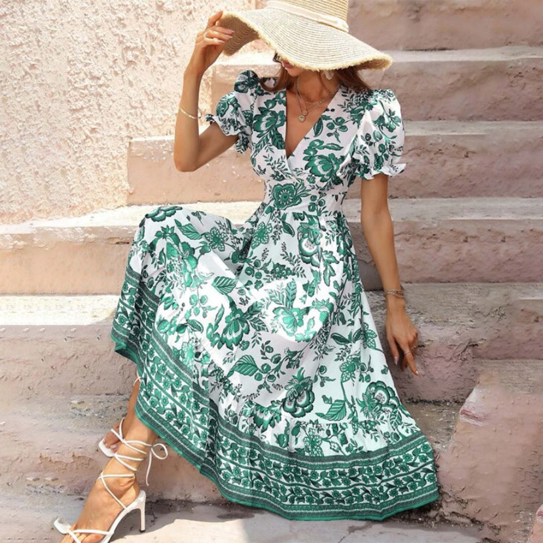 Elegantes Blumenmuster Kleid