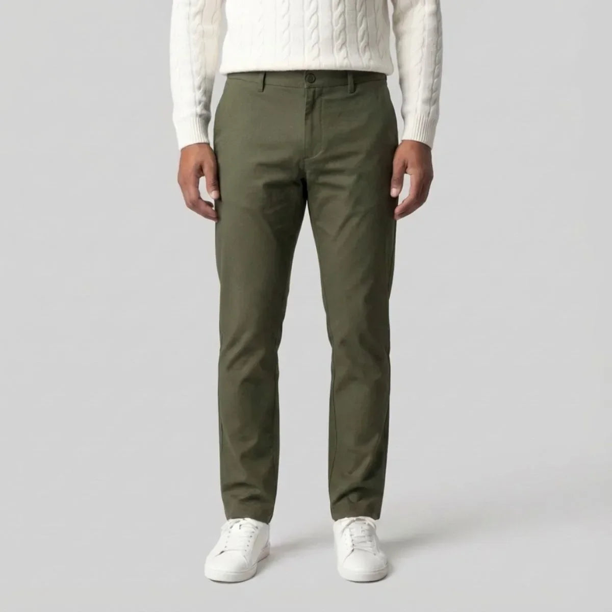 Green Chinos with Regular Fit and Side Pockets