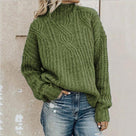 Ladies' Chunky Cable Knit Jumper with Roll Neck