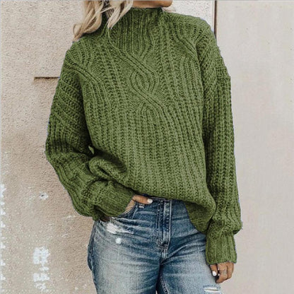 Ladies' Chunky Cable Knit Jumper with Roll Neck