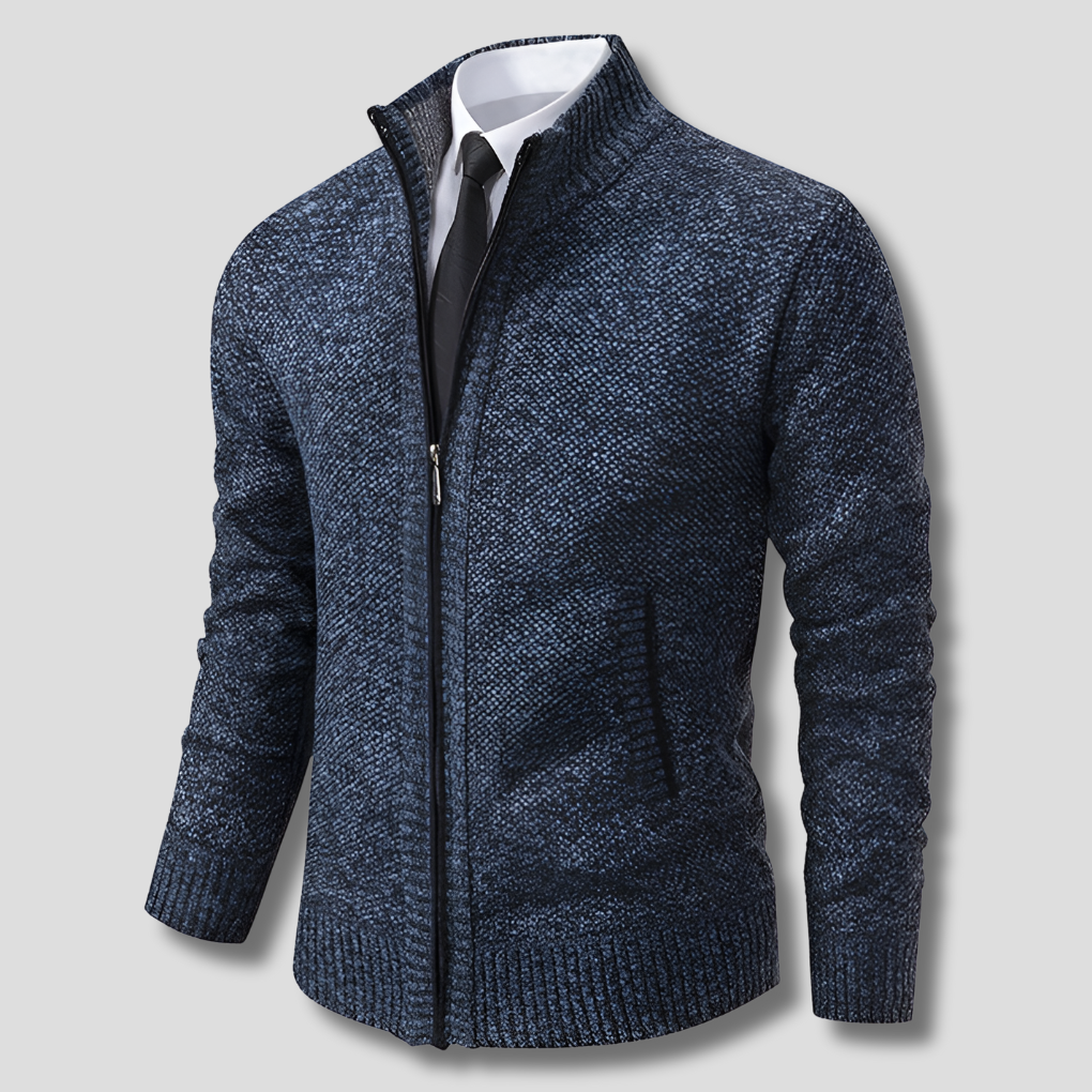 Camisola de malha elegante com fecho para homem