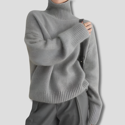Thick Cashmere-like Winter Sweater for Women with High Collar