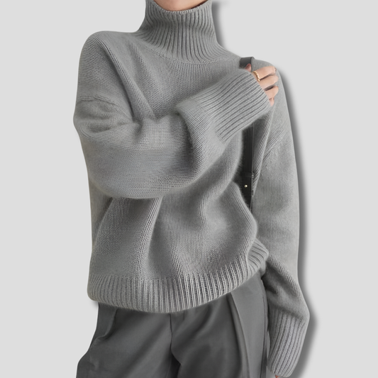 Suéter de invierno grueso para mujer, tipo cachemir, con cuello alto