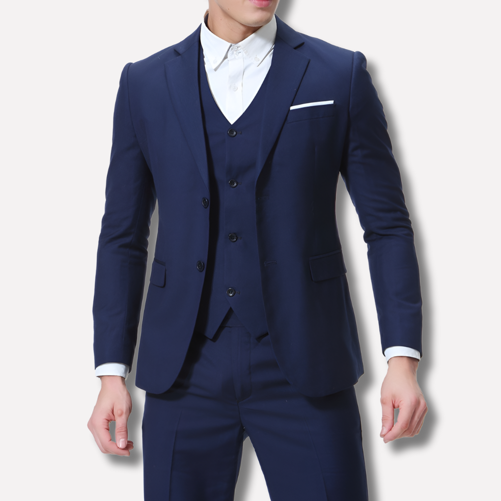 Slim-fit three-piece men's suit