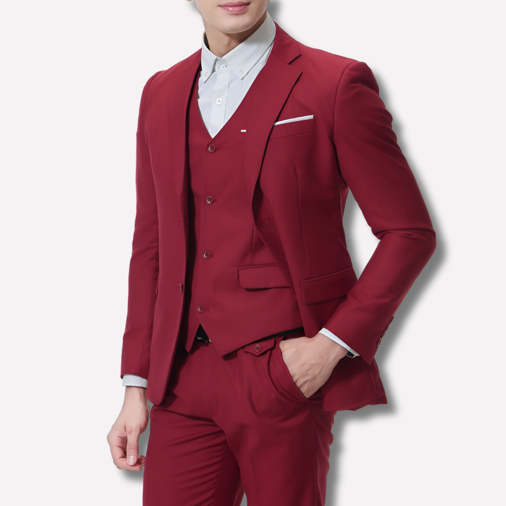 Slim-fit three-piece men's suit