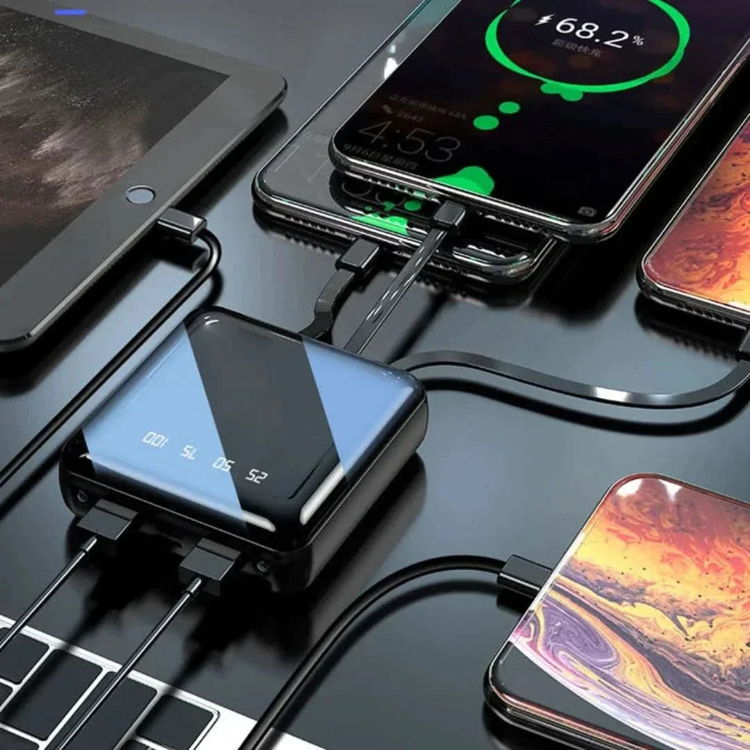 Mini-powerbank | 4 kabels, 20000 mAh