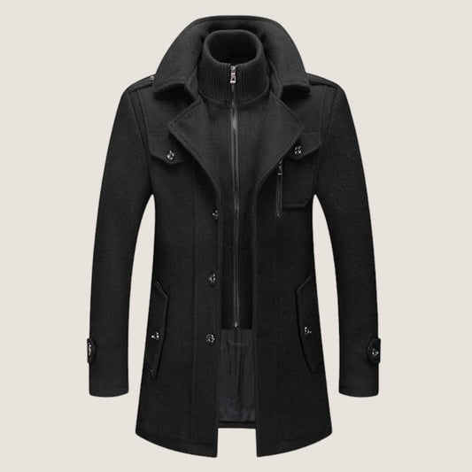 Cappotto lungo invernale da uomo con fodera e zip - Enrico