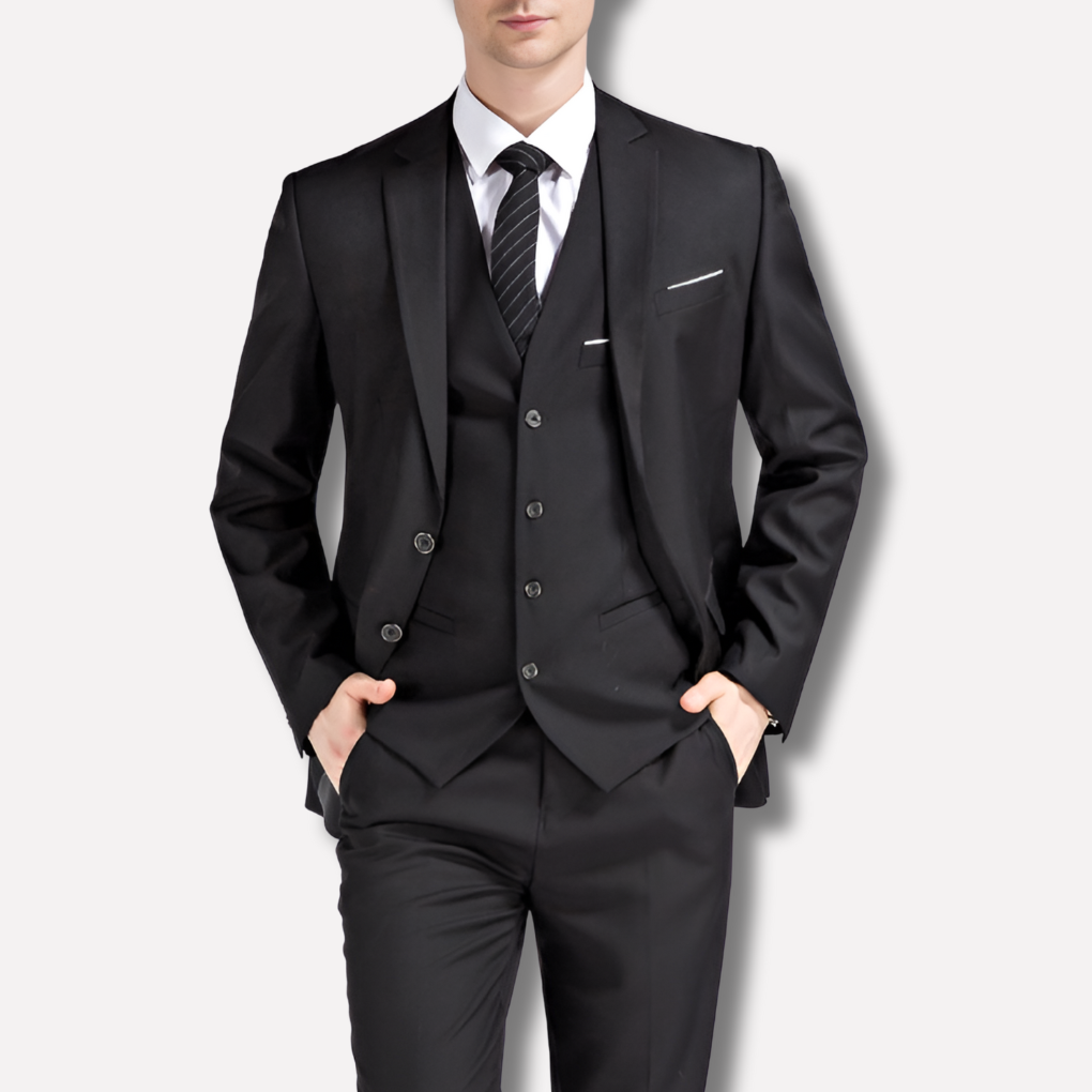 Black Three-Piece Suit for Men
