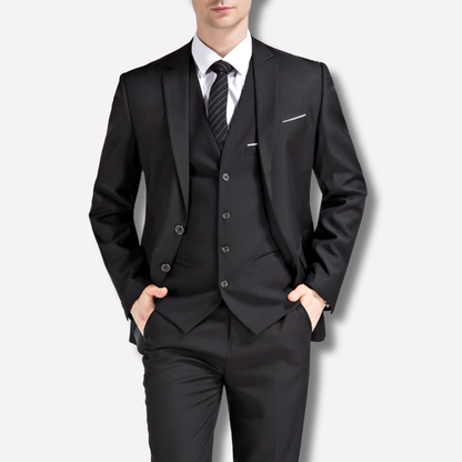 Black Three-Piece Suit for Men