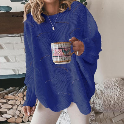 Maglione oversize da donna con motivo traforato – Comodo e alla moda
