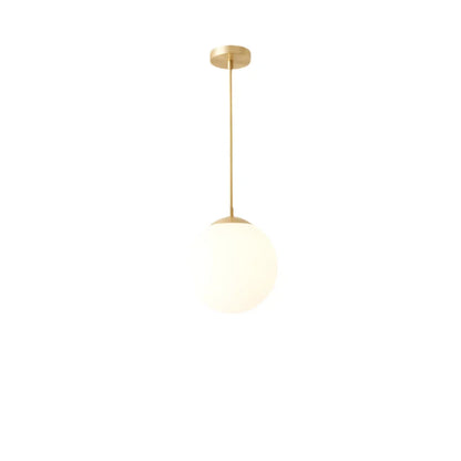 Modern Glass Pendant Lights with White Spherical Lamp Shades