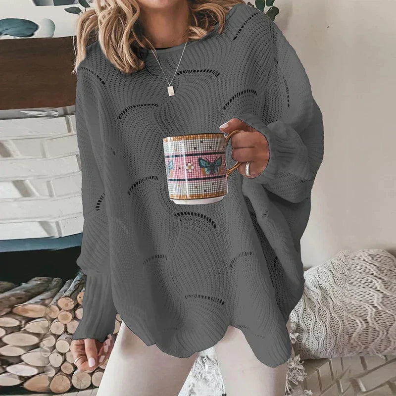 Maglione oversize da donna con motivo traforato – Comodo e alla moda