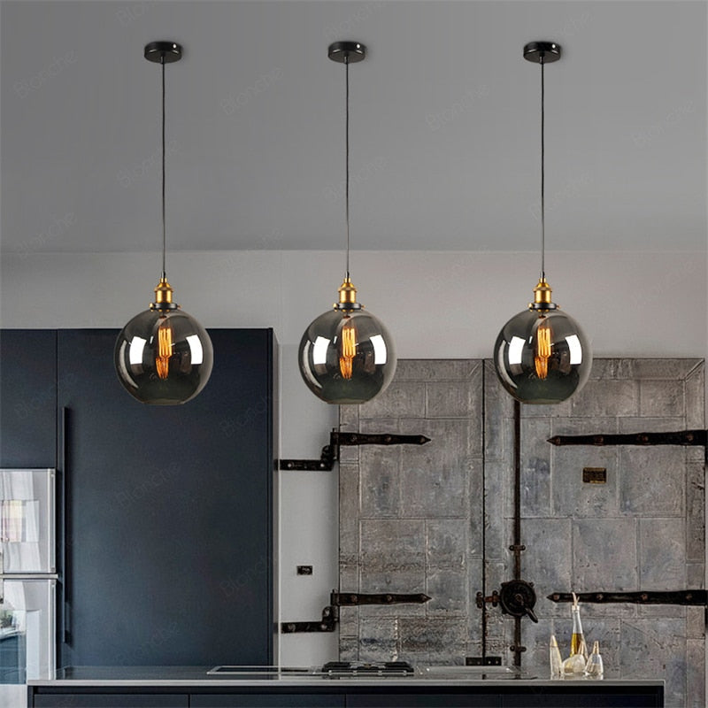 Vintage Industrial Pendant Light – Glass & Metal