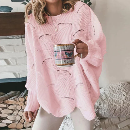 Maglione oversize da donna con motivo traforato – Comodo e alla moda