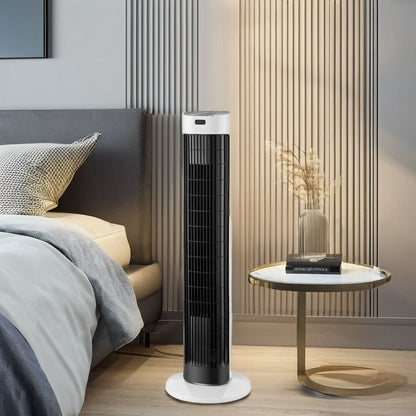 Tichý bezlopatkový ventilátor 35W – Oscilační sloupový ventilátor 28" – Bezpečné chlazení