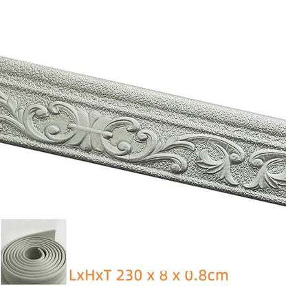 Moldura de zócalo 3D - Moldura de pared 3D autoadhesiva de 230 cm