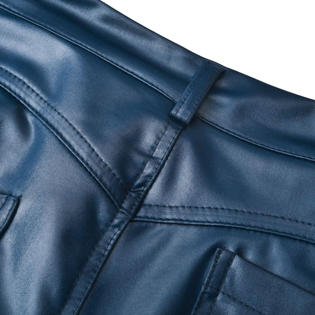 Ladies' Faux Leather Skinny Trousers with Stretch and Pockets