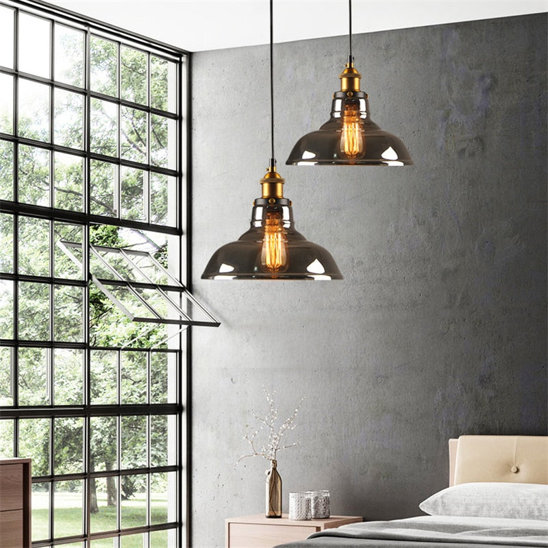 Vintage Industrial Pendant Light – Glass & Metal