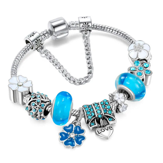 Pulseira de prata exclusiva com pendente Love