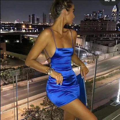 Sexy Backless Mini Dress with Elegant Pleated Details