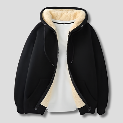Warm fleece-lined winter hoodie for men