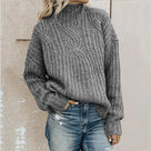 Ladies' Chunky Cable Knit Jumper with Roll Neck
