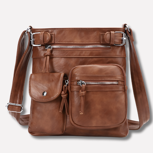 Bolso de cuero para mujer con múltiples compartimentos