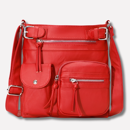 Borsa a tracolla da donna in pelle con scomparti multipli