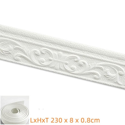 Moldura de zócalo 3D - Moldura de pared 3D autoadhesiva de 230 cm