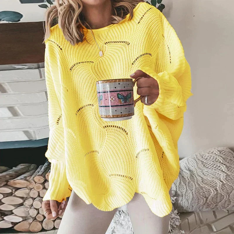 Maglione oversize da donna con motivo traforato – Comodo e alla moda