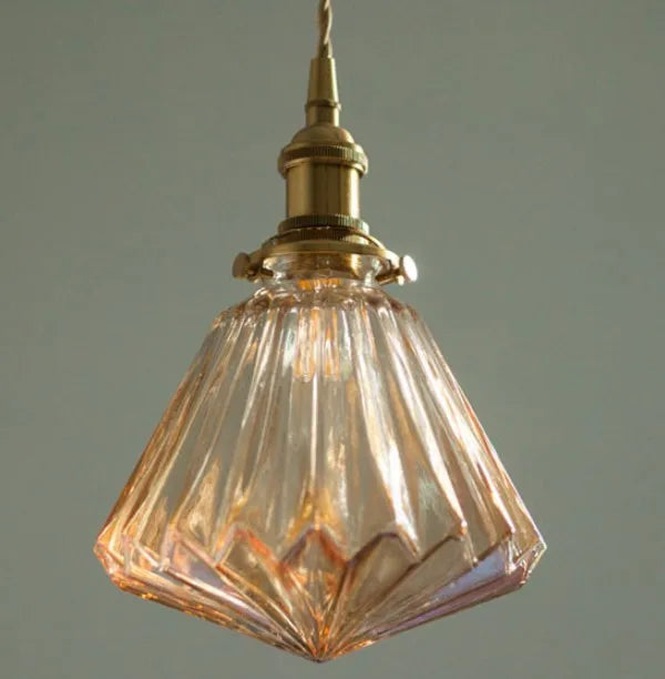 Lámpara colgante moderna de vidrio en forma de diamante