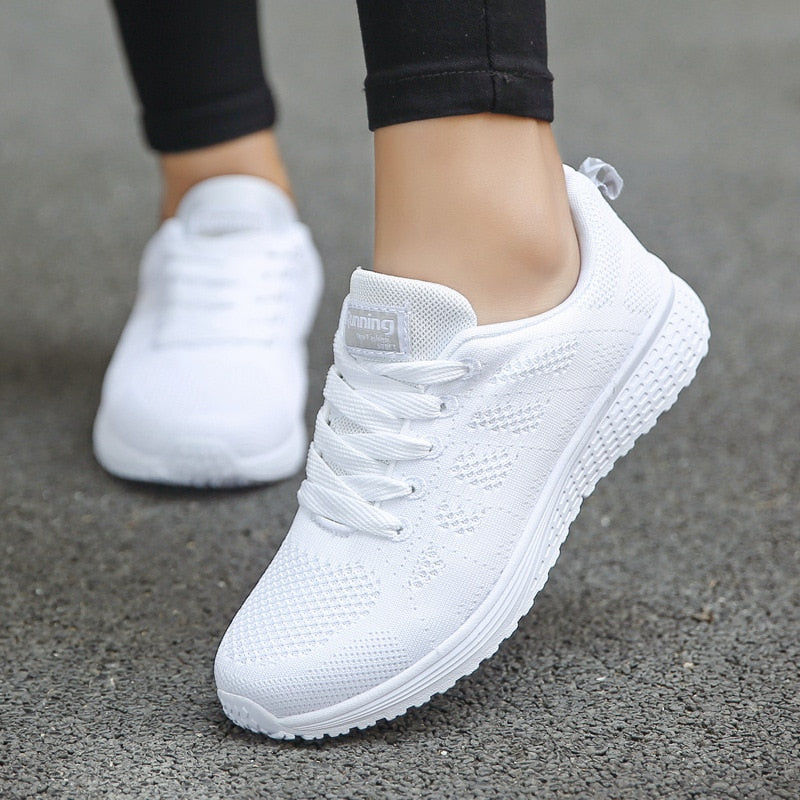 Sporty Sneakers with Breathable Mesh and Laces for Women