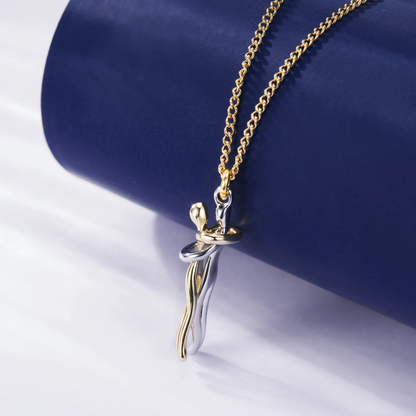 Golden Embrace Couple Pendant Necklace