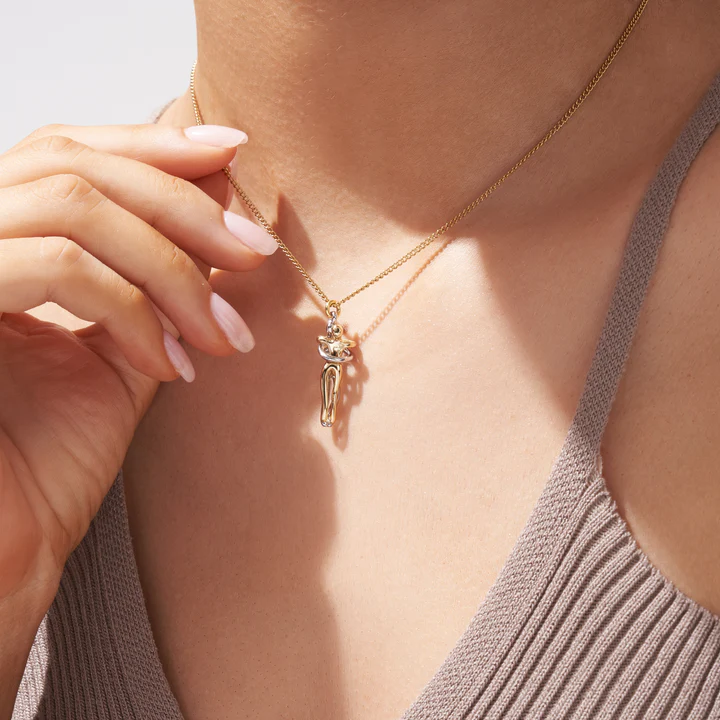 Golden Embrace Couple Pendant Necklace