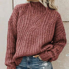 Ladies' Chunky Cable Knit Jumper with Roll Neck