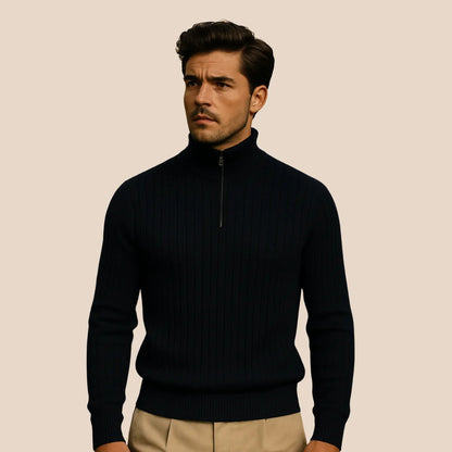 Half-zip jumper with stand-up collar