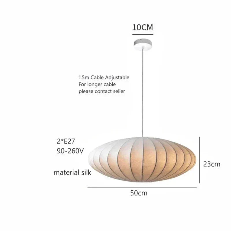 Luxury Silk Pendant Lamp with Crystal Crown