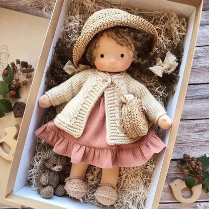 Muñeca Waldorf hecha a mano – Juguete de peluche suave para niños, regalo perfecto
