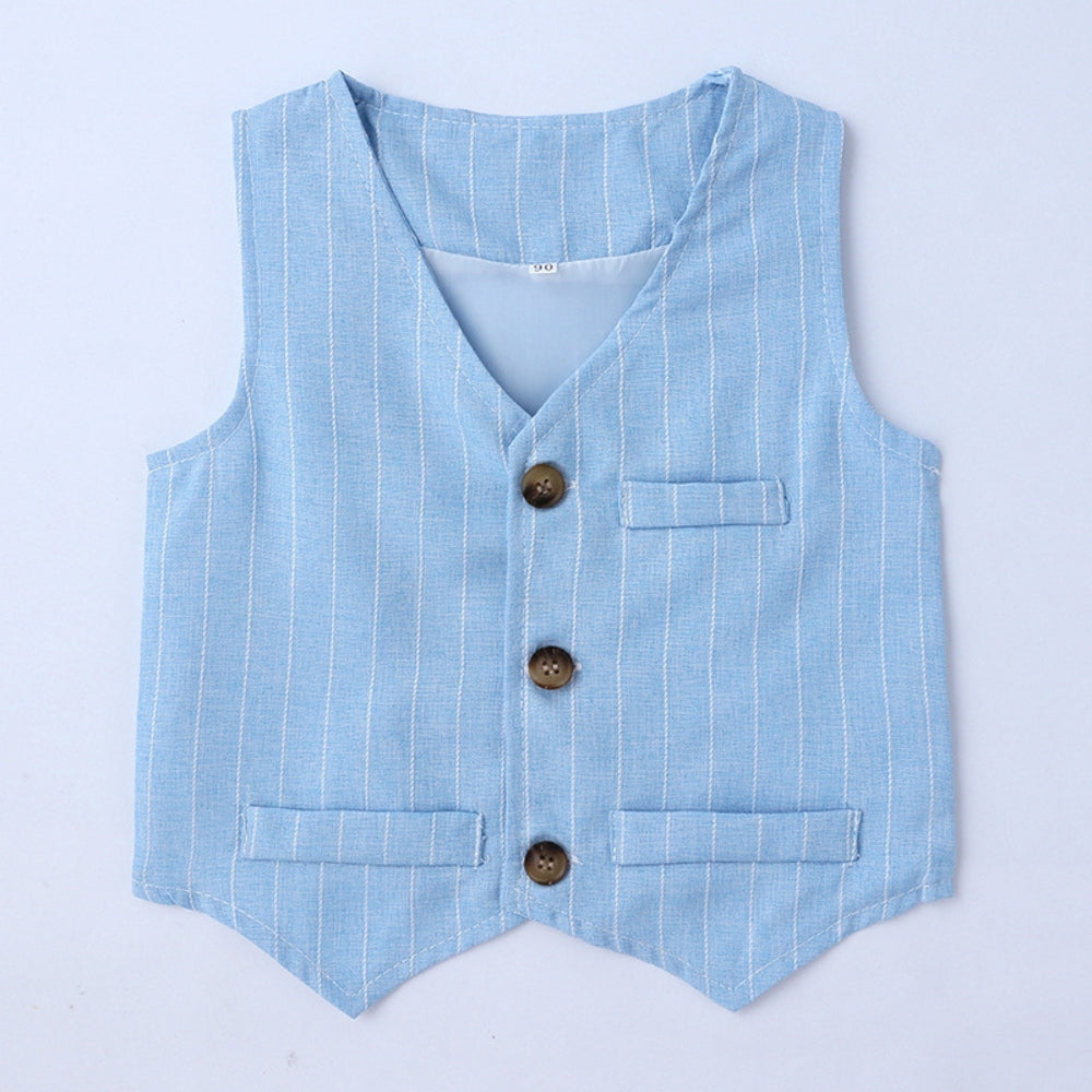 Boys' Formal Outfit Set for Babies and Toddlers with Pinstripe Waistcoat and Bow Tie for Special Occasions