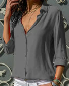 Long Sleeve Blouse with Collar for Women
