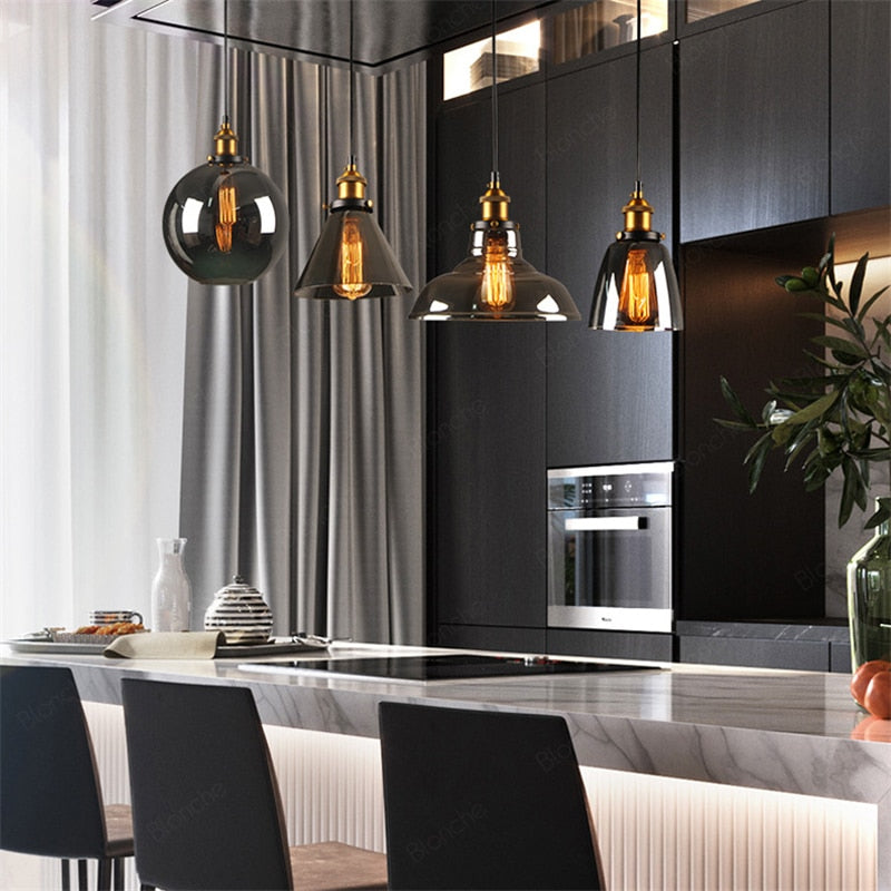 Vintage Industrial Pendant Light – Glass & Metal