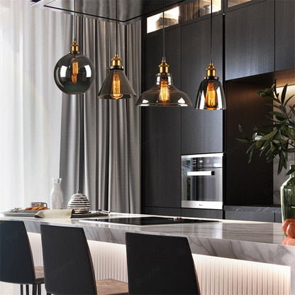 Vintage Industrial Pendant Light – Glass & Metal