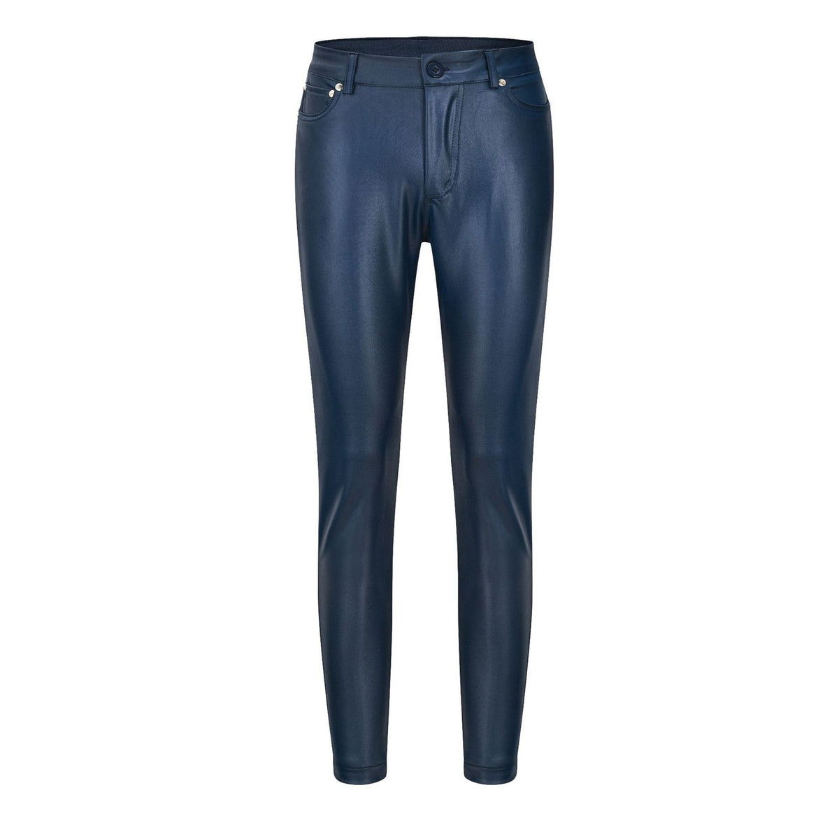 Ladies' Faux Leather Skinny Trousers with Stretch and Pockets
