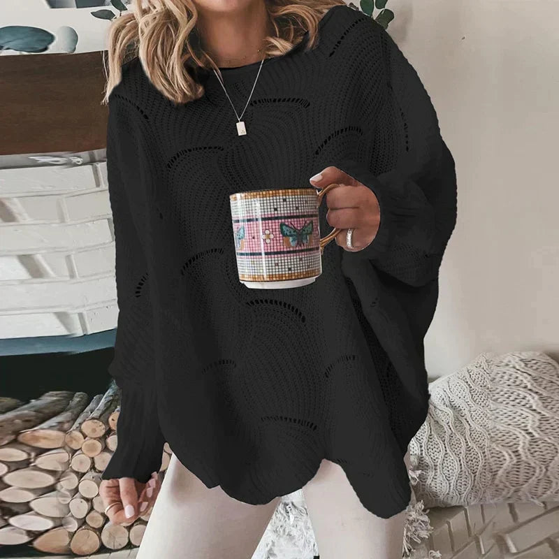 Maglione oversize da donna con motivo traforato – Comodo e alla moda