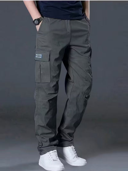 Heavy-duty cargo trousers with multi-pocket design