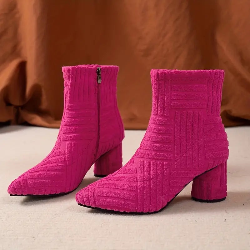Damenstiefel mit dickem Absatz in Uni-Farbe – Lisa
