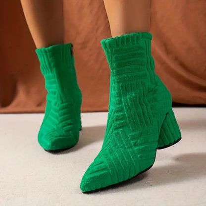 Damenstiefel mit dickem Absatz in Uni-Farbe – Lisa